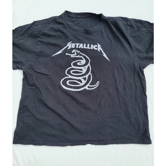 Metallica Graphic T-Shirt Size Large Metal Black Album Snake Band Rock Heavy - Picture 1 of 3